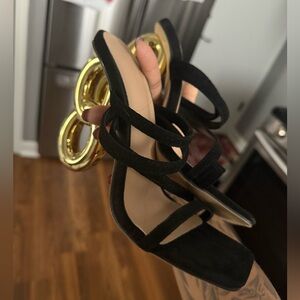 Elegant Black and Gold Women's Sandals